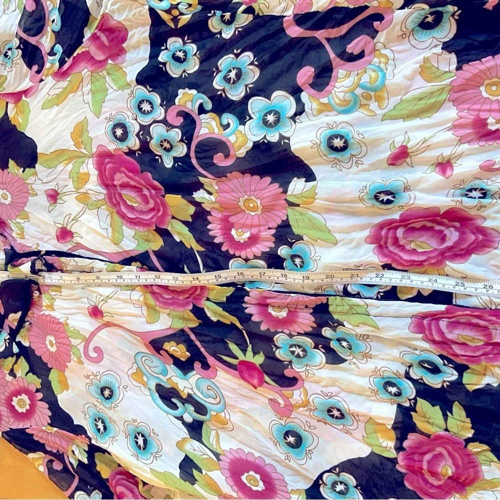 Agora Floral Beaded Ruffle Boho Blouse Snap Front Size 2X - Picture 5 of 16